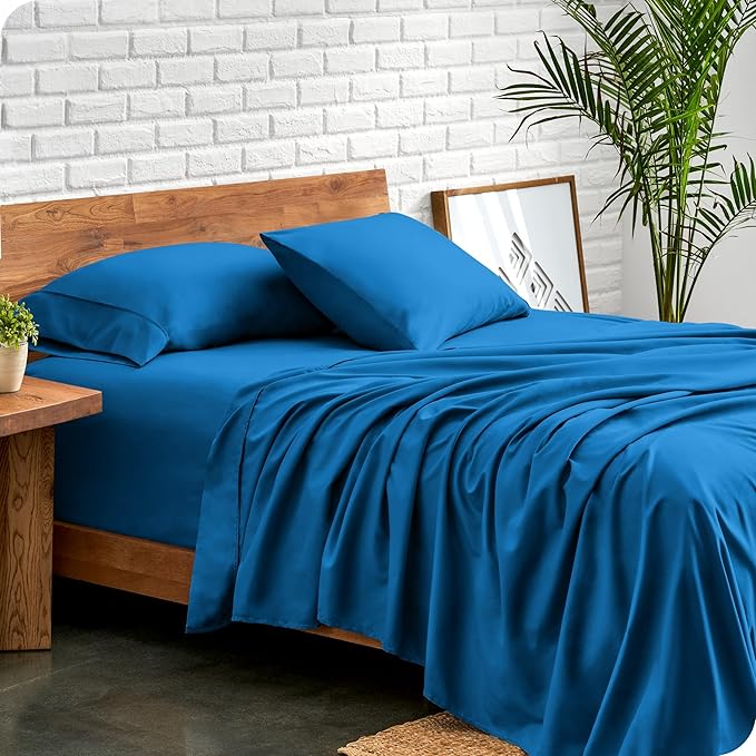 Bare Home Twin Sheet Set - 1800 Ultra-Soft Microfiber Twin Bed Sheets - Double Brushed - Deep Pockets - Easy Fit - 3 Piece Set - Bedding Sheets & Pillowcases (Twin, Medium Blue)