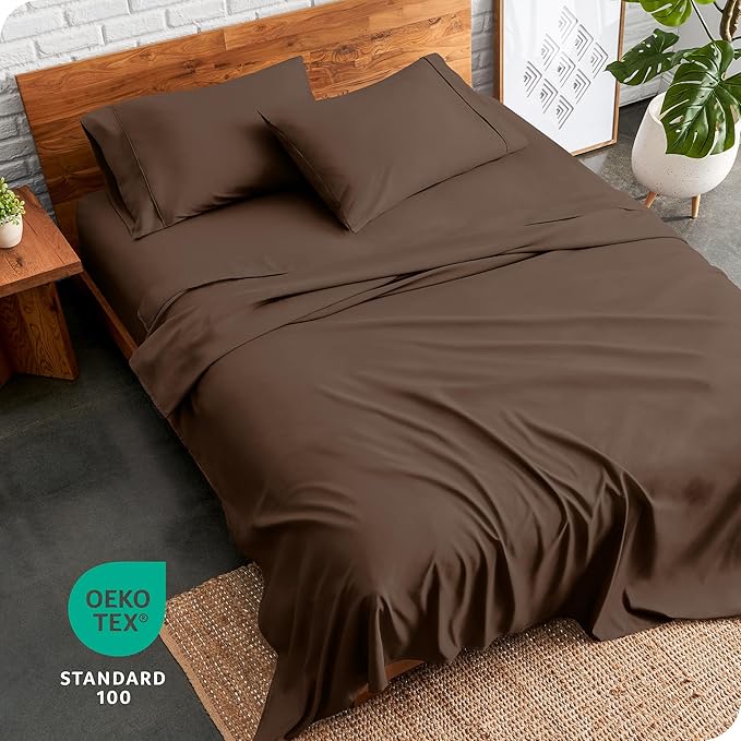 Bare Home Full XL Sheet Set - 1800 Ultra-Soft Microfiber Full Extra Long Bed Sheets - Double Brushed - Deep Pockets - Easy Fit - 4 Piece Set - Bedding Sheets & Pillowcases (Full XL, Cocoa)