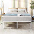 Best Price Mattress 18 Inch Metal Platform Bed Frame, Heavy Duty Steel Slats, White, Queen