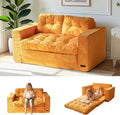 MAXYOYO Convertible Sofa Bed, Pull Out Loveseat Sleeper Sofa, 2 in 1 Folding Couch Bed, Fold Out Floor Couch with Pillows for Living Room Bedroom Lounge, Orange