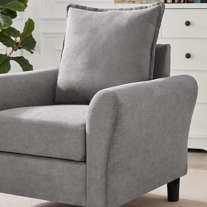 Accent Chair for Living Room, 35" Reading Chairs for Bedroom Arm Chair Modern Single Sofa Comfy Chair for Apartment, Waiting Room and Office (Light Grey, Chair)