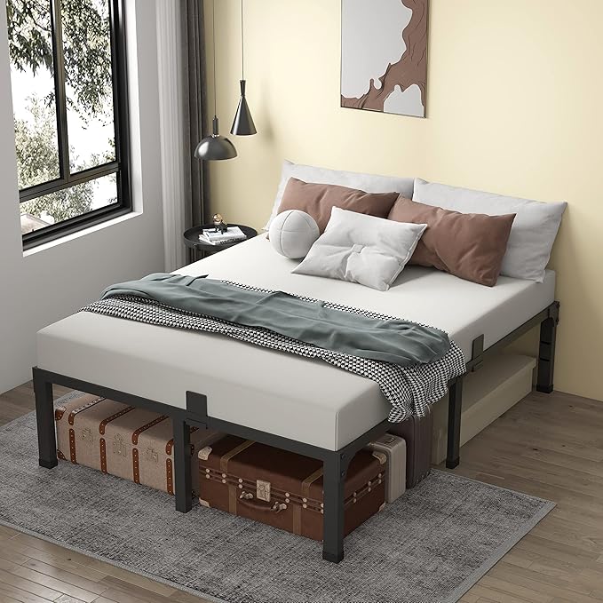 MAF 14 Inch Metal Platform Full Size Bed Frames, Heavy Duty Black Bed Frame with Steel Slats Support, No Box Spring Needed, Noise Free, Easy Assembly