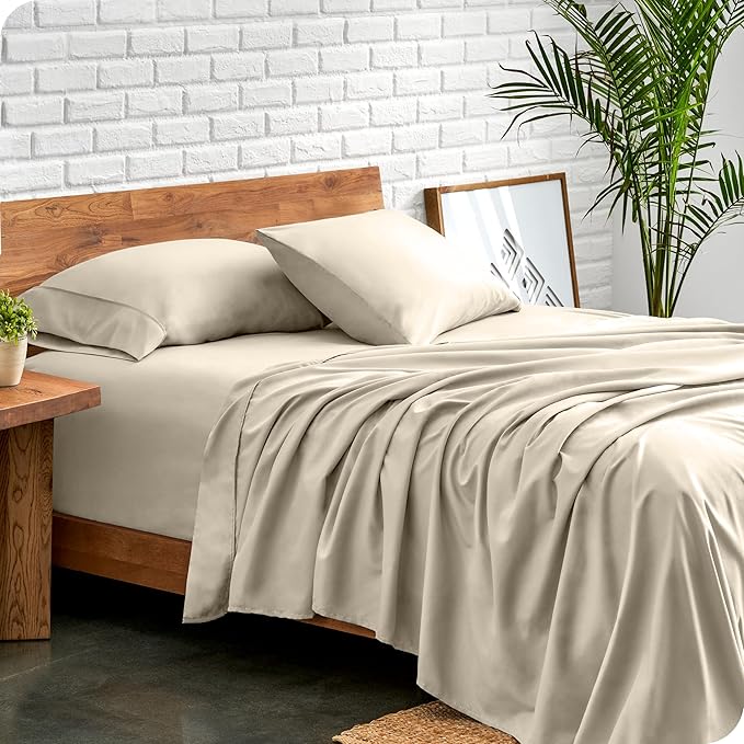 Bare Home Twin XL Sheet Set - 1800 Ultra-Soft Microfiber Twin Extra Long Bed Sheets - Double Brushed - Deep Pockets - Easy Fit - 3 Piece Set - Bedding Sheets & Pillowcases (Twin XL, Sand)