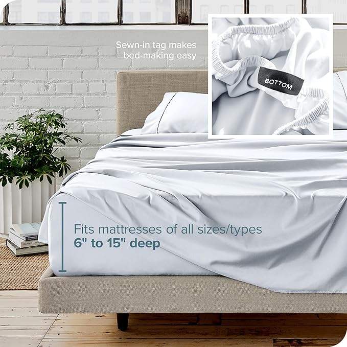 Bare Home Full XL Sheet Set - 1800 Ultra-Soft Microfiber Full Extra Long Bed Sheets - Double Brushed - Deep Pockets - Easy Fit - 4 Piece Set - Bedding Sheets & Pillowcases (Full XL, White)
