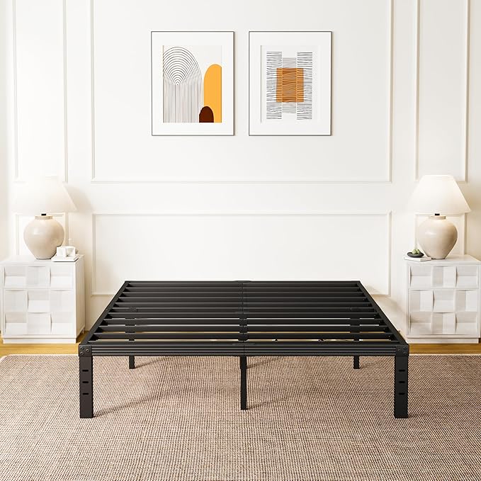 ZIYOO Full Bed Frames, 12 Inches Platform Bed Frame, 3500lbs Heavy Duty Steel Slat, Non-Slip Design, No Box Spring Needed, Easy Assembly, Quiet Noise Free, Under Bed Storage Space, Black