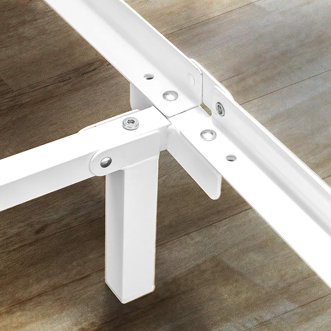 Zinus Compack Metal Bed Frame, 7 Inch Support Bed Frame for Box Spring and Mattress Set, White, King