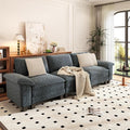 PHI VILLA Modern Modular Couches Sets, 123.6" Cloud Sectional Sofa with Upholstered Deep Seat, 3-Seater Couch for Living Room Small Spaces, Chenille Fabric, Dark Cyan
