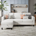 Sectional Sofa and Couches for Living Room, 78'' Beige 3 Seat L-Shaped Couch with Movable Ottoman, Comfy Linen Convertible Sectionals Sofas with Chaise for Apartment, Dorm, Small Space