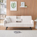 72" Convertible Sofa Bed with Foldable Cup Holder,Straight-line Corduroy Sofa,Suitable for Living Room,Bedroom,White