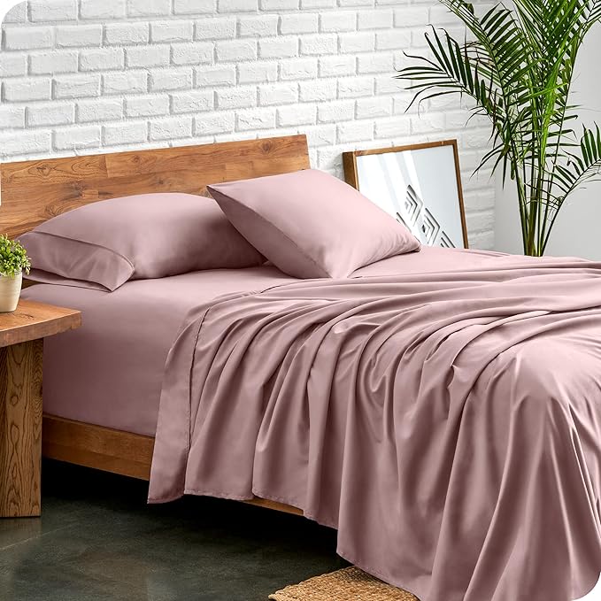 Bare Home Full XL Sheet Set - 1800 Ultra-Soft Microfiber Full Extra Long Bed Sheets - Double Brushed - Deep Pockets - Easy Fit - 4 Piece Set - Bedding Sheets & Pillowcases (Full XL, Mauve)