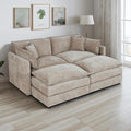 Setawix Deep Loveseat Couch with Ottomans,Large 2 Seater Lounger Cloud Couches for Living Room,77.16" Chenille Cloud Sofas with Deep Seat,Modular Sectional Sleeper Sofa for Bedroom (Coffee, 2+2)