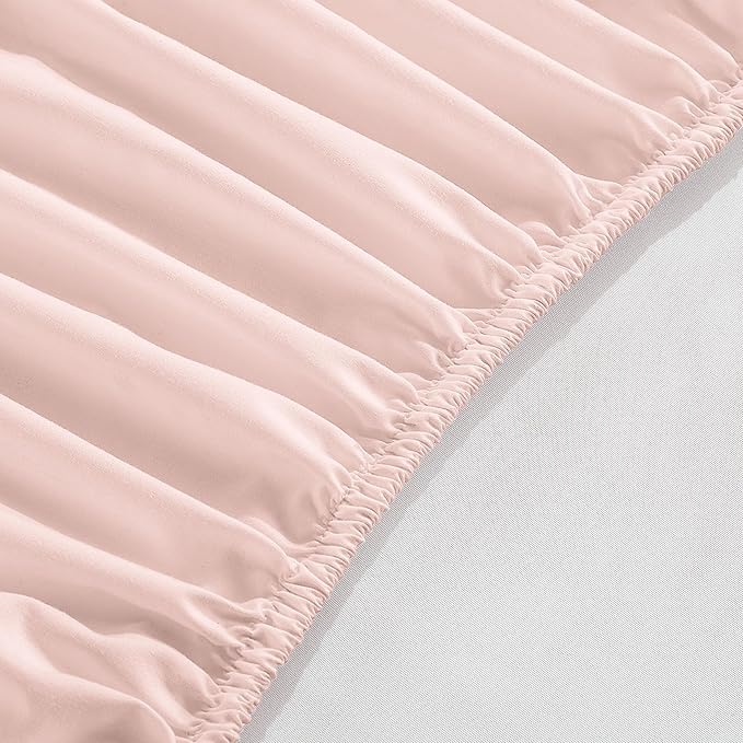 Elegant Comfort 1500 Premium Hotel Quality 18-24 Inches Deep - Extra Deep Pocket Single Fitted Sheet for High Mattress, Luxury and Softest, Smart Pocket - Wrinkle Free, Full, Blush Pink