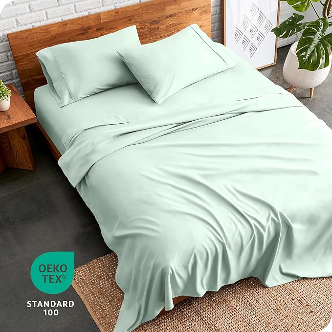 Bare Home Split Head Flex King Sheet Set - 1800 Ultra-Soft Microfiber Bed Sheets - Double Brushed - Deep Pockets - Easy Fit - 4 Piece Set - Bedding Sheets & Pillowcases (Spring Mint)