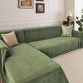Sectional Couch Covers 2 Pieces, Chenille L Shaped Couch Cover Blanket for Sectional Sofa with Herringbone Pattern Washable Sofa Slipcovers (XXX-Large: 71" x 118" + 91" x 134", Green)