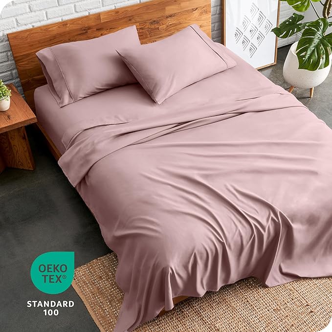 Bare Home King Sheet Set - 1800 Ultra-Soft Microfiber King Bed Sheets - Double Brushed - Deep Pockets - Easy Fit - 4 Piece Set - Bedding Sheets & Pillowcases (King, Mauve)