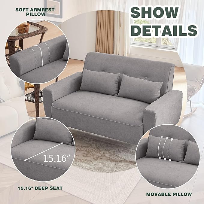 Convertible Sectional Sofa Set, Small L Shaped 3-Seat Couch with Reversible Chaise and Loveseat Sofa, Modern Polyester Sofas Couches for Living Room, Light Grey | L Shaped 3-Seat, Reversible Chaise, Loveseat Sofa, Modern Polyester, For Living Room