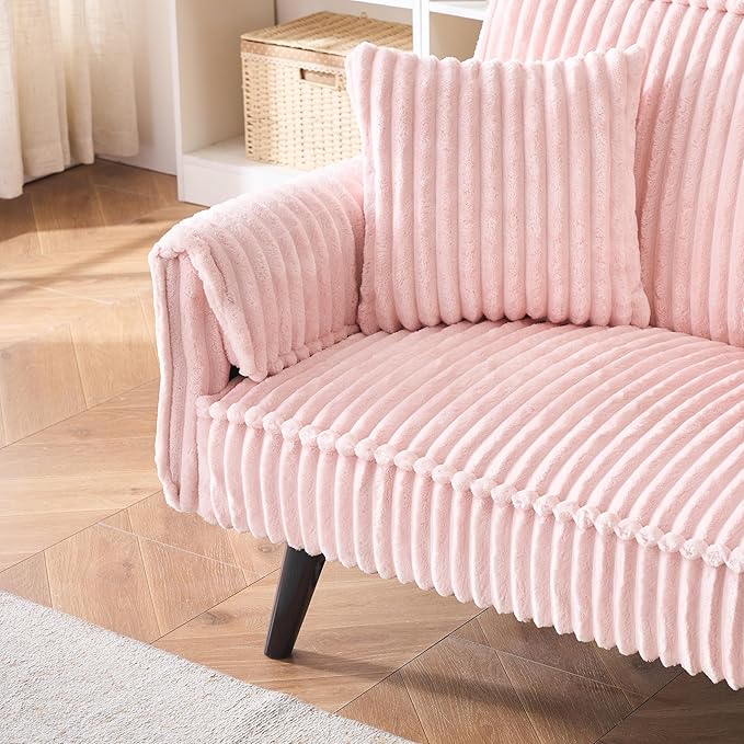 Minimalist Style Straight Line Corduroy Sofa for Living Room and Bedroom Comfortable Sitting and Lying Modern Home Furniture