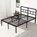 DiaOutro 18 Inch Full Size Bed Frame with Headboard No Box Spring Needed, Heavy Duty Metal Platform with Steel Slat, Mattress Foundation, Easy Assembly, Noise Free, Black