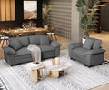 87.5'' Oversized Loveseat Couch and Chair Set, 3-Seat Corduroy Modern Modular Cloud Sofa with Pillow, 2 Piece Living Room Deep Sectional Sofa Furniture Set for Apartment, Grey