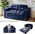 MAXYOYO Convertible Sofa Bed, Pull Out Loveseat Sleeper Sofa, 2 in 1 Folding Couch Bed, Fold Out Floor Couch with Pillows for Living Room Lounge, Navy