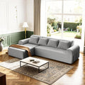 2026 New 105.5”Cloud Boneless Sectional Sofa for Living Room, L-Shaped 4-Seater Modular Couch with Ottoman, 4 Pillows, Deep Seat Chenille Fabric Sofa, No Assembly, 72H Full Restore, Light Grey