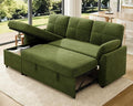 VanAcc Sleeper Sofa, Sofa Bed with Storage Chaise, Convertible Sofa Bed with Pull Out Couch, l Shaped Couch for Living Room, Linen Green