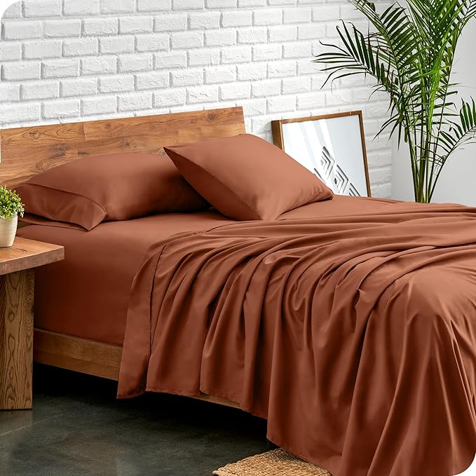 Bare Home Full Sheet Set - 1800 Ultra-Soft Microfiber Full Bed Sheets - Double Brushed - Deep Pockets - Easy Fit - 4 Piece Set - Bedding Sheets & Pillowcases (Full, Terracotta)