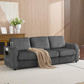 87.4" Oversized 3 Seater Couch,Upholstered Sofa for Living Room,Modern Deep Seat Comfy Love Seat Couch with Cup Holders,Corduroy Loveseat Sofa (Grey)