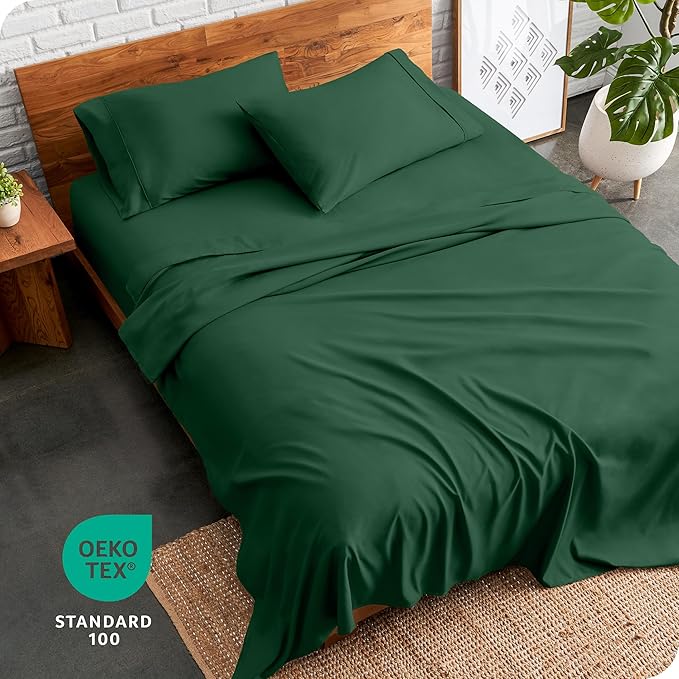 Bare Home Full Sheet Set - 1800 Ultra-Soft Microfiber Full Bed Sheets - Double Brushed - Deep Pockets - Easy Fit - 4 Piece Set - Bedding Sheets & Pillowcases (Full, Forest Green)