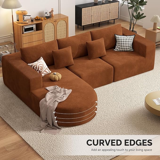 Boneless Couches for Living Room,Cloud Sectional Couch with L-Shape Chaise,Modern Modular Sofa with Deep Seat Upholstered Comfy Couches for Bedroom,No Assembly Required,1PCS