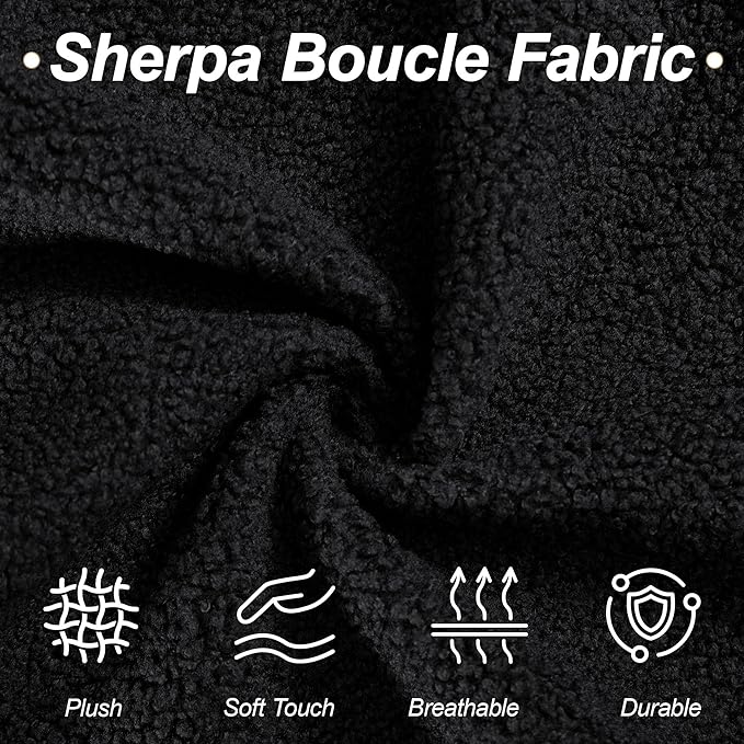 87" Sherpa Boucle Cloud Couch Modern 3 Seater Sofa with Solid Wood Legs, 25" Extra Deep Seat, Comfy Thick Cushion Upholstered Sofa Couches with 3 Pillows for Living Room, Black