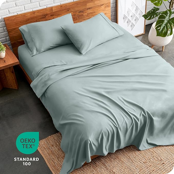 Bare Home Split Head Flex King Sheet Set - 1800 Ultra-Soft Microfiber Bed Sheets - Double Brushed - Deep Pockets - Easy Fit - 4 Piece Set - Bedding Sheets & Pillowcases (Sea Spray)