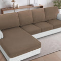 H.VERSAILTEX Sectional Couch Covers 4 Pieces Sofa Seat Cushion Covers L Shape Separate Cushion Couch Chaise Cover for Both Left/Right Sectional Couch (Seat Only: 1 Chaise + 3 Sofa, Macchiato)
