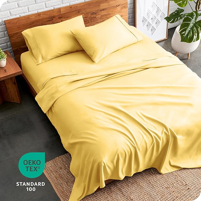 Bare Home King Sheet Set - 1800 Ultra-Soft Microfiber King Bed Sheets - Double Brushed - Deep Pockets - Easy Fit - 4 Piece Set - Bedding Sheets & Pillowcases (King, Lemon Drop)