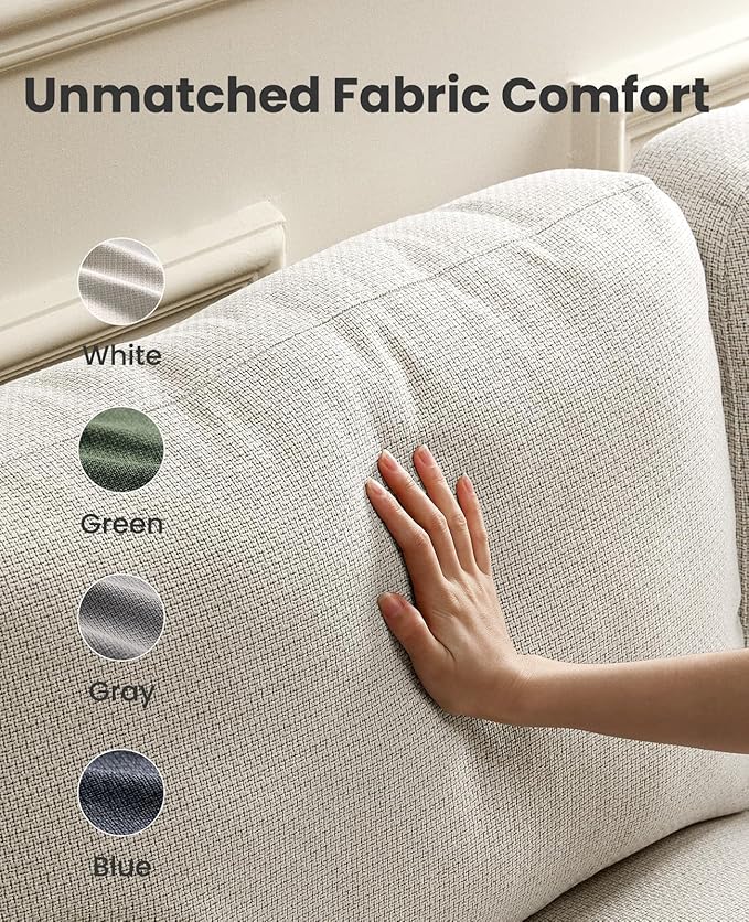 Amada 65" Loveseat Sofa, 2 Seater Couch Sofa for Living Room, Modern Sofa with Wide Armrests & Deep Seats, Comfy Couch with Removable Washable Covers & Linen Fabric, Easy Assembly (White, 2 Seater)