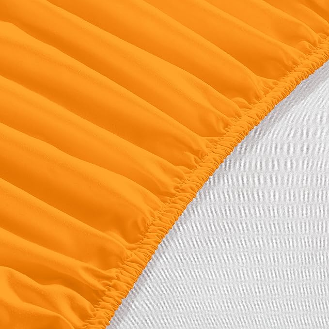 Elegant Comfort 1500 Premium Hotel Quality 18-24 Inches Deep - Extra Deep Pocket Single Fitted Sheet for High Mattress, Luxury and Softest, Smart Pocket - Wrinkle Free, California King, Orange