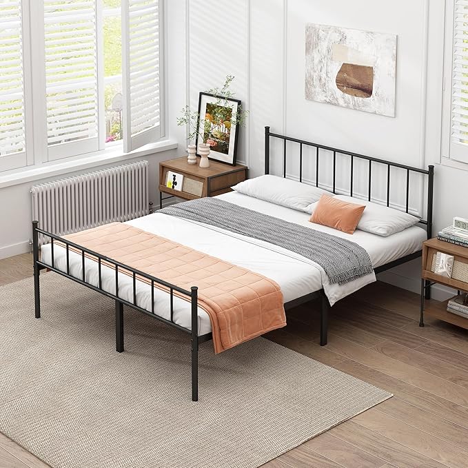 DIIYIV California King Bed Frame-Classic Metal Platform Bed Frame,Mattress Foundation with Steel Slat Support,Under Foundation Storage,No Box Spring Needed, Easy Assembly,California King Size