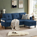 79" Convertible Sectional Sofa, Small L Shaped 3 Seat Couch with Storage Chaise and Side Pocket, Modern Linen Fabric Reversible Sofa Couches for Living Room, Apartment and Small Space