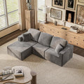 YESHOMY 98.4" Boneless Couches for Living Room, Comfy Modular Sectional Couch, Cloud Couch with Deep Seat, L-Shaped Sofa with Ottoman, Grey