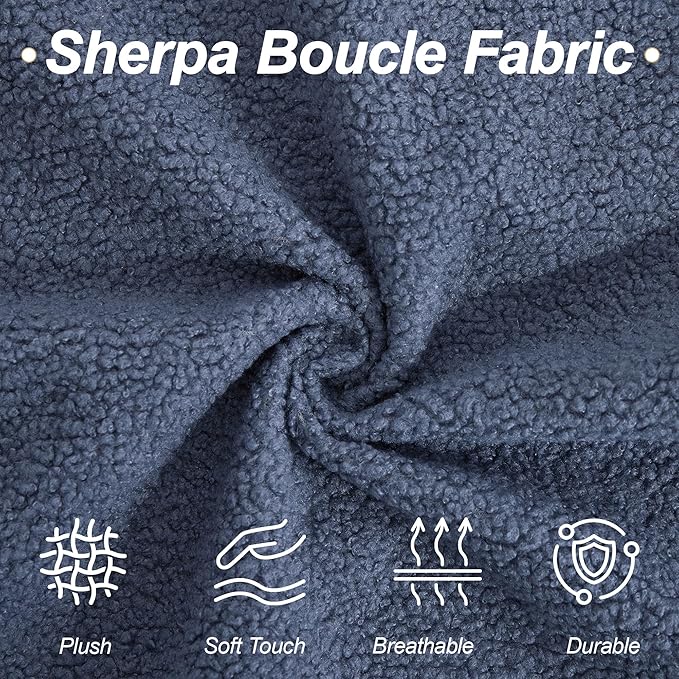 87" Sherpa Boucle Cloud Couch Modern 3 Seater Sofa with Solid Wood Legs, 25" Extra Deep Seat, Comfy Thick Cushion Upholstered Sofa Couches with 3 Pillows for Living Room, Blue