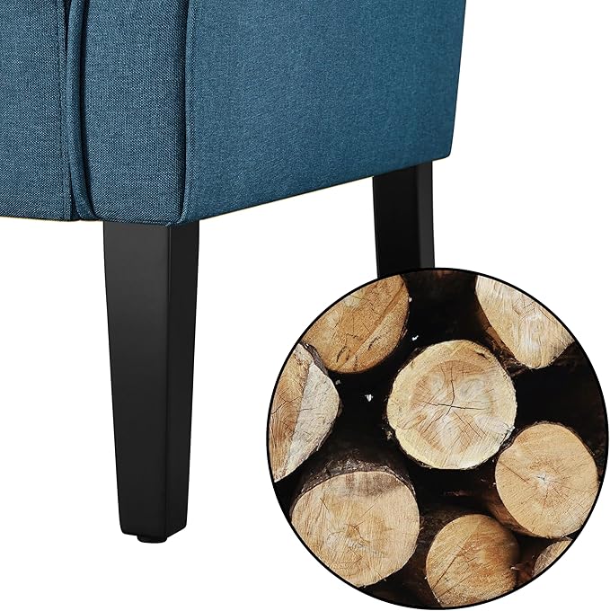 Yaheetech Modern Armchair, Mid Century Accent Chair with Sturdy Wood Legs and High Back for Small Space, Upholstered Fabric Sofa Club Chair for Living Room/Bedroom/Office, Set of 2, Navy Blue