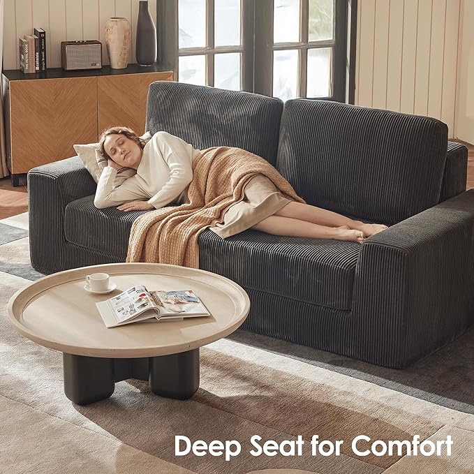 Modular Sectional Sofa, 80.31" Modern Cloud Couch Sectional Sofa with L-Shaped Chaise Comfy Corduroy Fluffy Couch with Deep Seat Boneless couches for Living Room Bedroom