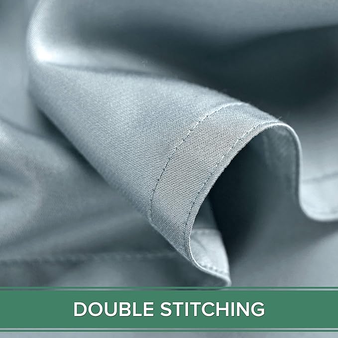 Pure Bamboo Queen Sheets, Genuine 100% Organic Viscose Derived from Bamboo Bed Sheet Set, Luxuriously Soft & Cooling, Double Stitching, 2 Year Quality Promise (Queen, Sterling Blue)