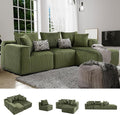 3 Seater L Shaped Sofa with Deep Seat, 101" Cloud Sectional Couch with Chaise, Cozy Modular Couches Sleeper, Oversized Corduroy Sofa for Living Room Bedroom Apartment, Green