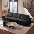Modular Sectional Sofa, 120.47" Modern Cloud Couch Sectional Sofa with L-Shaped Chaise Comfy Corduroy Fluffy Couch with Deep Seat Boneless Couches for Living Room Bedroom, Black