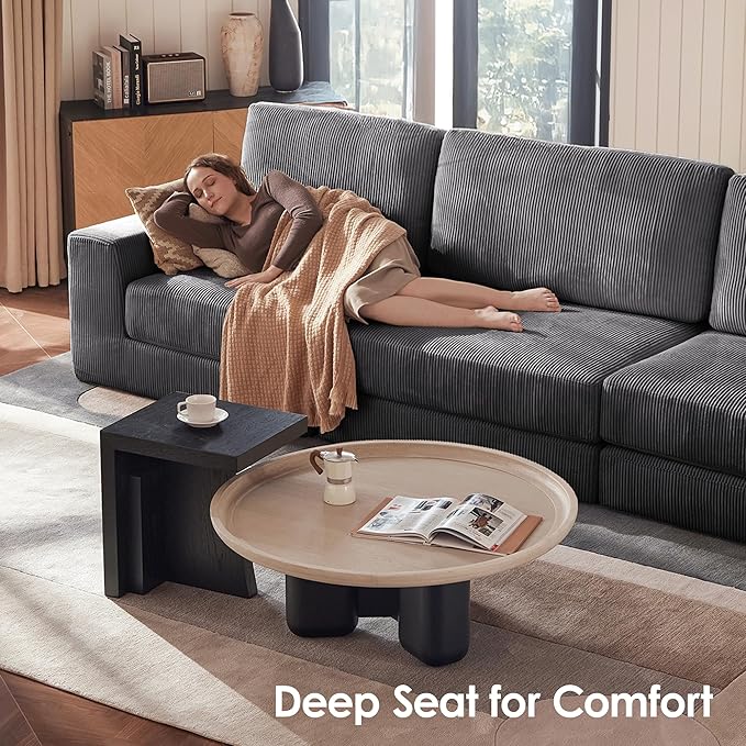 Modular Sectional Sofa, 120.47" Modern Cloud Couch Sectional Sofa with L-Shaped Chaise Comfy Corduroy Fluffy Couch with Deep Seat Boneless couches for Living Room Bedroom