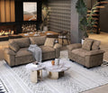 87.5'' Oversized Loveseat Couch and Chair Set, 3-Seat Chenille Modern Modular Cloud Sofa with Pillow, 2 Piece Living Room Deep Sectional Sofa Furniture Set for Apartment, Taupe