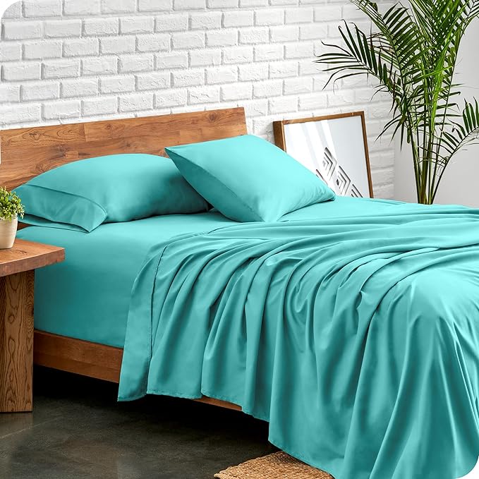 Bare Home Twin XL Sheet Set - 1800 Ultra-Soft Microfiber Twin Extra Long Bed Sheets - Double Brushed - Deep Pockets - Easy Fit - 3 Piece Set - Bedding Sheets & Pillowcases (Twin XL, Turquoise)
