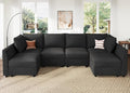 HONBAY Modular Sectional Sofa Couch with Storage, Modern U Shaped Sectional Sofa, Convertible Sectional Couch for Living Room - Linen Grey
