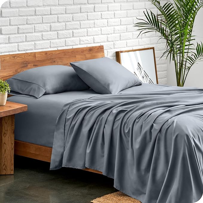 Bare Home King Sheet Set - 1800 Ultra-Soft Microfiber King Bed Sheets - Double Brushed - Deep Pockets - Easy Fit - 4 Piece Set - Bedding Sheets & Pillowcases (King, Steel Blue)